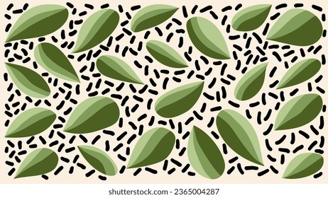 Abstract botanical art background vector. Natural hand drawn pattern design with leaves branch. Simple contemporary style illustrated Design for fabric, print, cover, banner, wallpaper.