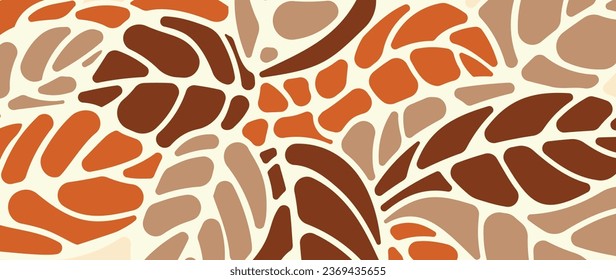 Resumen del vector de fondo del arte botánico. Diseño de patrones naturales dibujados a mano con rama de hojas. Estilo contemporáneo simple ilustrado Diseño para tela, impresión, cubierta, banner, papel pintado.