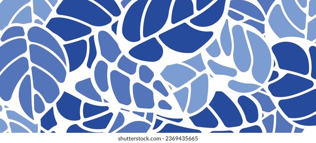 Abstract botanical art background vector. Natural hand drawn pattern design with leaves branch. Simple contemporary style illustrated Design for fabric, print, cover, banner, wallpaper.