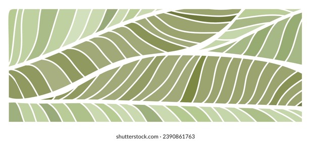 Abstract botanical art background vector. Natural hand drawn pattern design with leaves branch. Simple contemporary style illustrated Design for fabric, print, cover, banner, wallpaper.