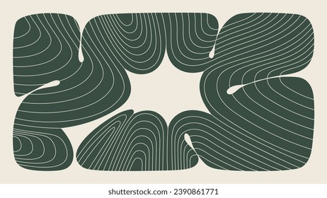 Abstract botanical art background vector. Natural hand drawn pattern design with leaves branch. Simple contemporary style illustrated Design for fabric, print, cover, banner, wallpaper.