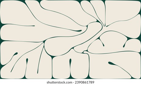 Abstract botanical art background vector. Natural hand drawn pattern design with leaves branch. Simple contemporary style illustrated Design for fabric, print, cover, banner, wallpaper.
