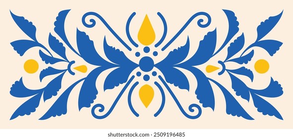 Abstract botanical art background vector. Natural hand drawn pattern design with flower, leaves branch. Simple contemporary illustrated Design for fabric, print, cover, banner, wallpaper.