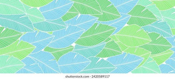 Abstract botanical art vector. Design with tropical plants, leaf branches, palm leaves. Foliage design for banner, prints, decor, wall art, decoration	