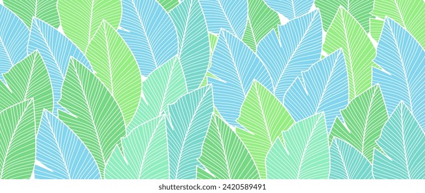 Abstract botanical art vector. Design with tropical plants, leaf branches, palm leaves. Foliage design for banner, prints, decor, wall art, decoration	