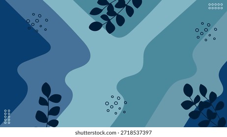 Formas líquidas azules del Anuncio del fondo botánico Abstractas. Ilustración vectorial