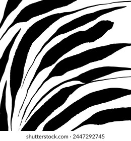 Fondo botánico Abstractas, trazos negros sobre fondo blanco, fondo de Vector cuadrado