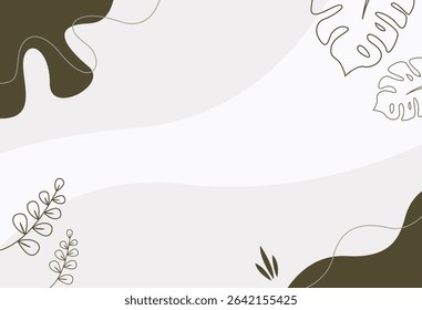 Abstract botanical background featuring neutral tones, organic shapes, and minimalist plant illustrations. Perfect for enhancing modern design projects with elegance and simplicity