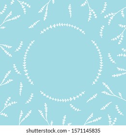 Abstract botanical background. Floral ornament, set card, leaves. Round floral frame template, invitation poster, invite. Decorative greeting card or invitation.