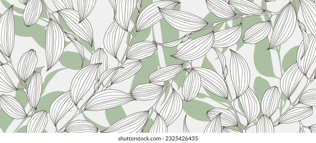 Abstract botanical background with green branches and leaves. Background for decor, wallpapers, postcards and presentations.