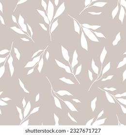 Abstract botanical background. Modern natural seamless texture. Monochrome floral print. Collage of leaves and flowers. Creative tropical pattern.