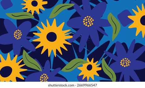Vetor de fundo botânico abstrato. Papel de parede desenhado à mão design com flor e folhas ramificação. Ilustração para decoração de parede, tecido, impressão, embalagem, banner, papel de embrulho.