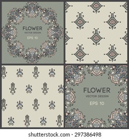 Abstract botanical circle, vector background with place for your text. Illustration, isolated pattern