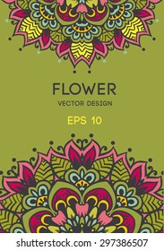 Abstract botanical circle, vector background with place for your text. Illustration, cover, invitation
