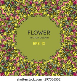 Abstract botanical circle, vector background with place for your text. Illustration, cover, invitation