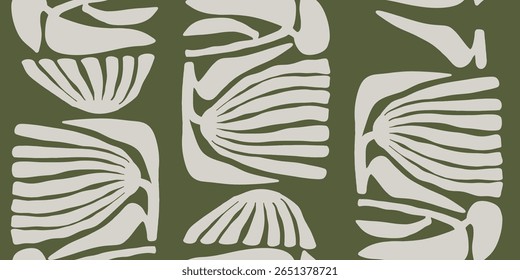 Abstract Botanical Composition in Earthy Tones Pattern