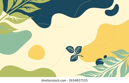 Composición botánica Abstractas con Formas orgánicas y Elementos florales