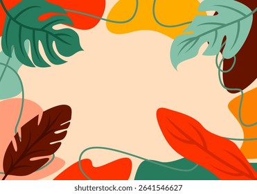 Abstract Botanical Composition with Tropical Leaves