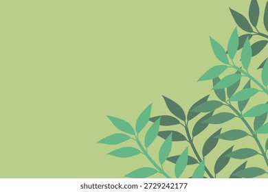 Abstract botanical corner foliage background. Muted palette with a static, organic composition. Ideal for digital use: desktop wallpaper, presentation background, virtual meeting background, and webinar backdrop. Also suitable for print.