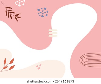 Abstract Botanical Elegance: An artistic composition of organic shapes and delicate floral motifs, celebrating nature's beauty with a soft, pastel color palette.	
