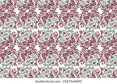 abstract botanical floral seamless pattern with vintage ikat motifs for fabric and wallpaper all over flower blossom traditional design textured repeat