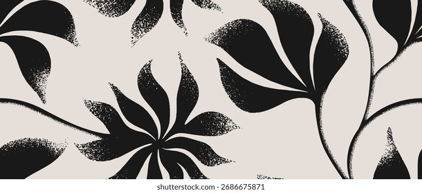 Abstract botanical floral seamless pattern with spray texture.