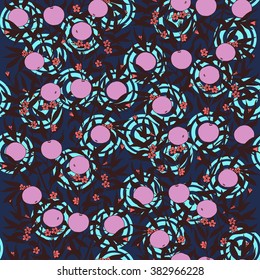 Abstract botanical floral seamless vector pattern with orange tree