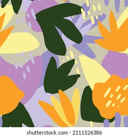 ABSTRACT BOTANICAL FLORAL VECTOR SEAMLESS PATTERN