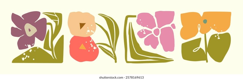 Abstract botanical flowers. Isolated illustration. Vector illustration.
