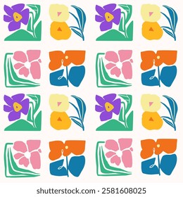 Abstract botanical flowers. Seamless Pattern. Trendy vector illustration.