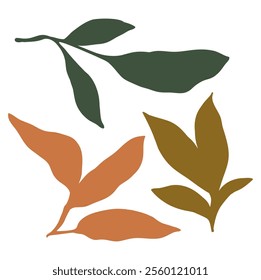 Abstract botanical foliage in earthy tones. Modern vector illustration design