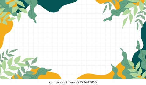 Abstractas fondo de marco botánico con hojas verdes, Formas orgánicas y espacio de copia.
