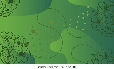 abstract botanical frame with dark green leaves and shapes on a light green background. Nature concept