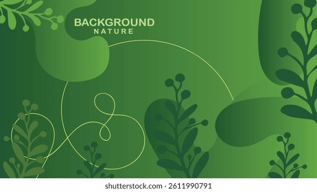 abstract botanical frame with dark green leaves and shapes on a light green background. Nature concept