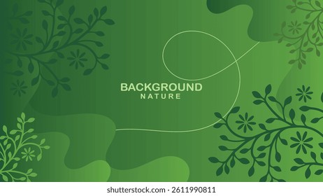 abstract botanical frame with dark green leaves and shapes on a light green background. Nature concept
