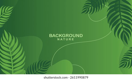 abstract botanical frame with dark green leaves and shapes on a light green background. Nature concept