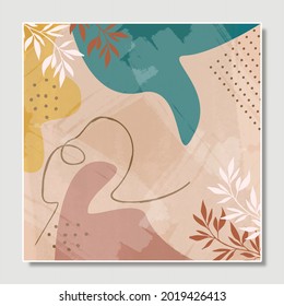 Resumen geometría botánica ilustración de forma vector EPS 10 impresión mano dibujado estética contemporánea de mediados de siglo arte moderno estilo escandinavo de diseño nórdico