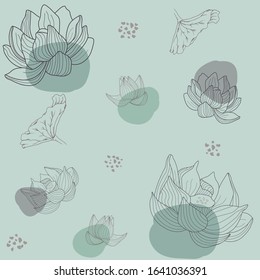 Abstract botanical green seamless pattern 