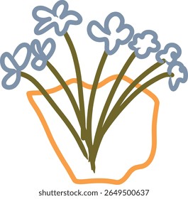 Ilustración botánica Abstractas con ramas en flor con flores de color naranja