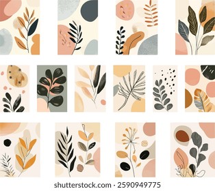 Abstract Botanical Illustration Set, Vector Art