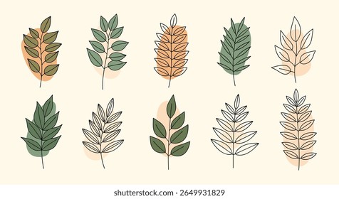 Abstract botanical illustrations with organic textures and earthy hues