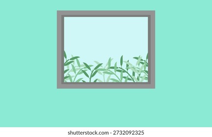 Abstract botanical large photo-frame background. Muted palette with a static, organic composition. Ideal for digital use: desktop wallpaper, presentation background, virtual meeting background, and webinar backdrop. Also suitable for print.