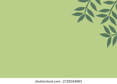 Abstract botanical leaf branch corner background. Muted palette with a static, organic composition. Ideal for digital use: desktop wallpaper, presentation background, virtual meeting background, and webinar backdrop. Also suitable for print.