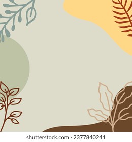 Abstract Botanical Leaf Line Art Illustration Background