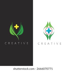 Icono Abstractas del logotipo de la hoja botánica para las marcas herbarias orgánicas de la salud y del bienestar