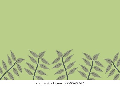 Abstract botanical leaf-branch border background. Muted palette with a static, organic composition. Ideal for digital use: desktop wallpaper, presentation background, virtual meeting background, and webinar backdrop. Also suitable for print.