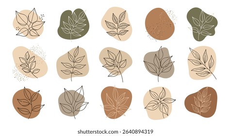 Abstract Botanical Leaves Art Shapes Illustration Set for Decoration and Designs