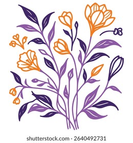 abstract botanical line art with floral subjects.hand drawn sketch for fashion accessories.detailed drawing for home and wedding products

