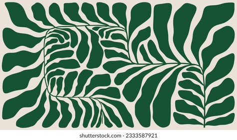 Abstract botanical poster. Contemporary background, minimal modern print floral element, organic shapes Matisse style. Vector art.