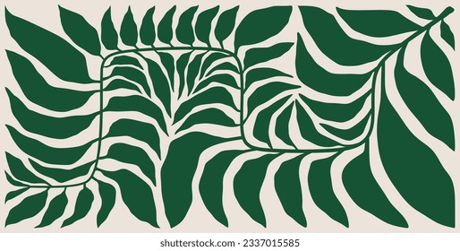 Abstract botanical poster. Contemporary background, minimal modern print floral element, organic shapes Matisse style. Vector art.